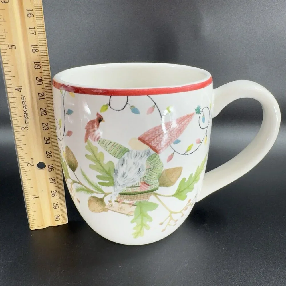 Pottery‎ Barn FOREST GNOME MUG Holiday Christmas 22oz Coffee Mug Ceramic Set 2